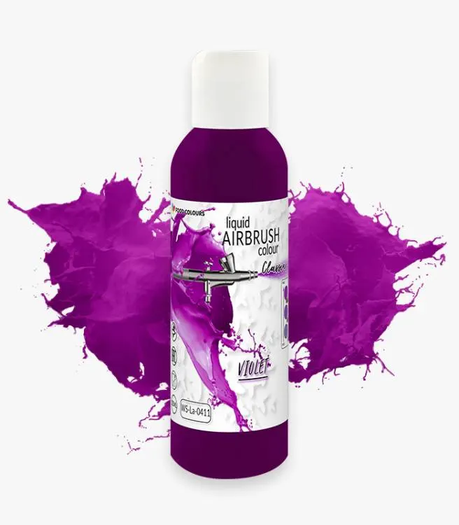 Tekutá airbrush barva Food Colours ve fialovém odstínu o objemu 135 ml k zdobení dortů a cukrářských výrobků