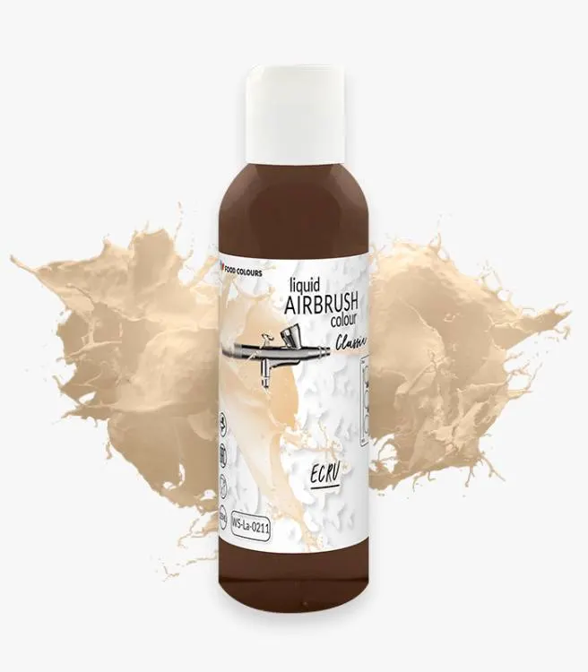 Tekutá airbrush barva Food Colours v odstínu Ecru pro zdobení dortů a cukrářských výrobků