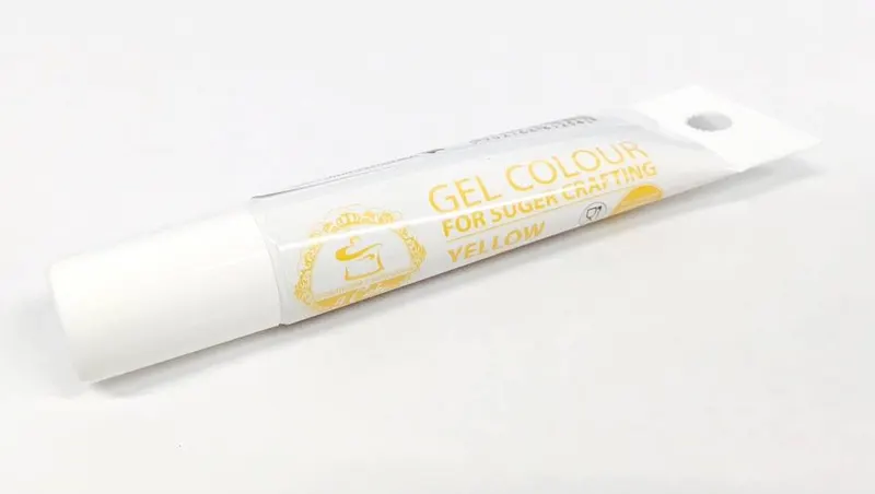 Gelová barva Food Colours v tubě, sytě žlutá, na zabarvení krémů, marcipánu a těst v cukrářství