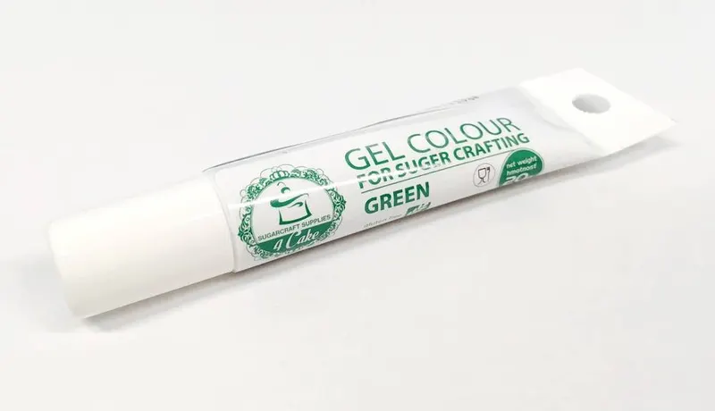 Gelová potravinářská barva Food Colours v zelené barvě v tubě o hmotnosti 20 g na barvení dortů a cukrářských výrobků