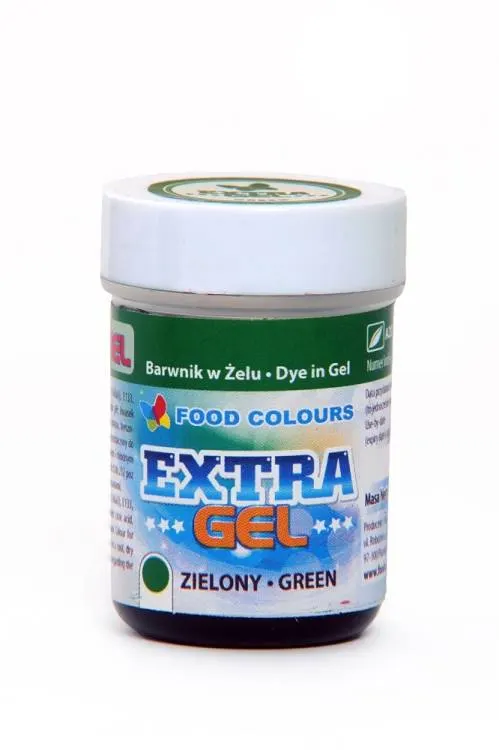 Gelová potravinářská barva Food Colours v extra zelené barvě, 35 g, na barvení krémů, marcipánu a potahových hmot