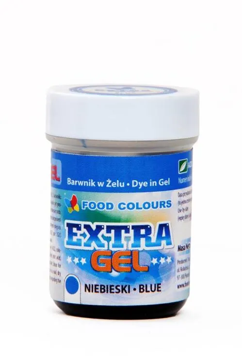 Gelová potravinářská barva Food Colours v odstínu extra modrá určená k barvení krémů, marcipánu a modelovacích hmot