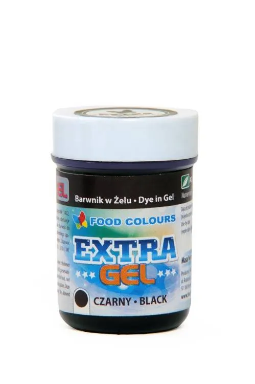 Extra černá gelová barva Food Colours v 35g balení pro barvení dortových krémů a modelovacích hmot