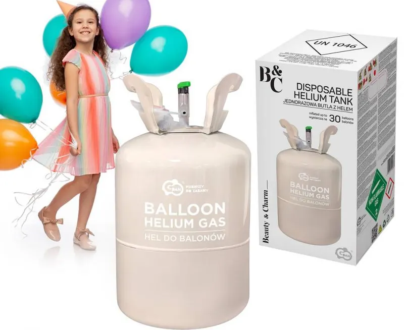 Helium v tlakové láhvi na nafouknutí přibližně 30 party balónků od značky Godan