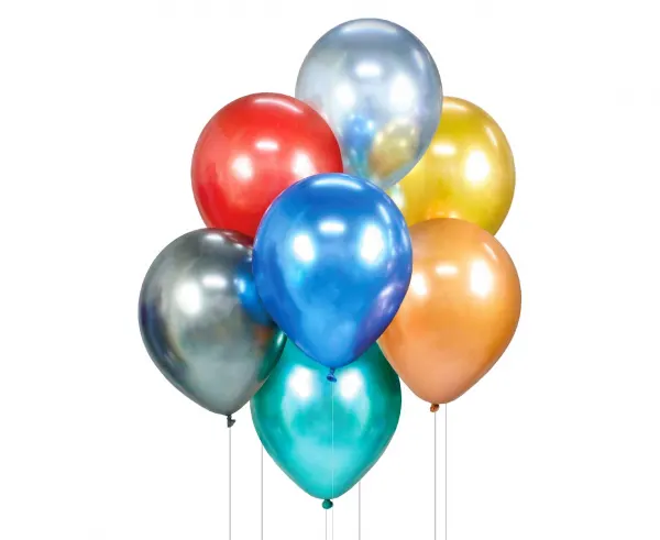 Balonkový buket Godan z 7 chromových metalických balonků v barevném mixu o velikosti 30 cm pro oslavy