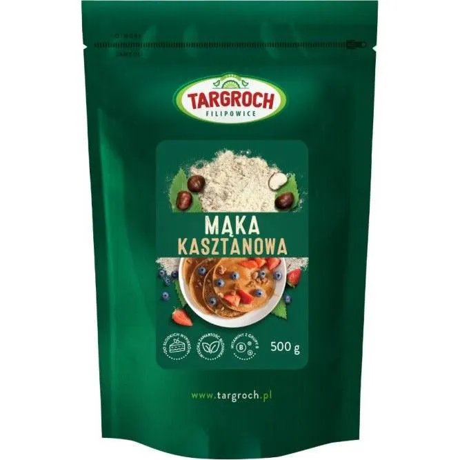 Kaštanová mouka Targroch v balení 500 g určená k pečení sladkého i slaného pečiva