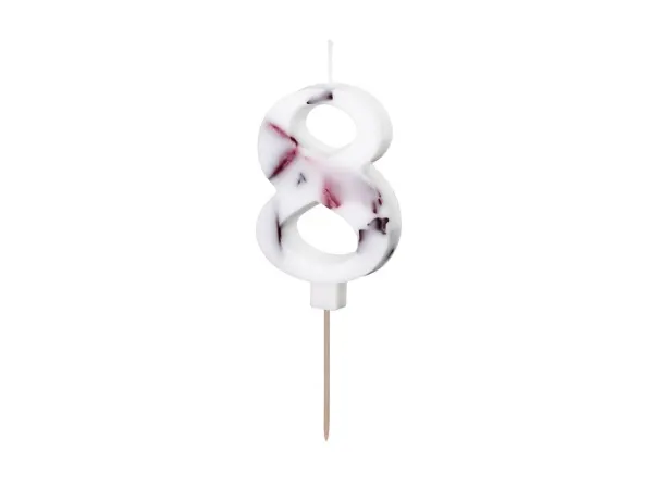 Narozeninová svíčka číslo 8 s okvětními lístky od značky PartyDeco na zdobení dortu nebo cupcaků