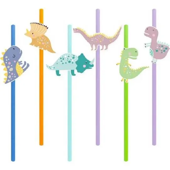 Brčka s motivem dinosaurů od značky Party Pal, balení 6 kusů o délce 20 cm na dětské oslavy a tematické party