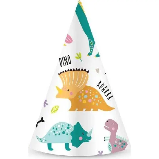 Párty čepičky s motivem dinosaurů od značky Party Pal, balení 6 kusů na dětské oslavy