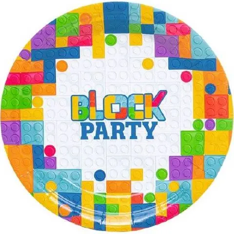 Papírový talíř s motivem barevných dětských kostek o průměru 18 cm, balení 6 kusů od značky Party Pal