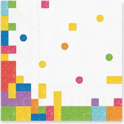Papírové ubrousky s motivem dětských kostek od značky Party Pal, 10 kusů, čtvercové, 33 x 33 cm, na dětské oslavy