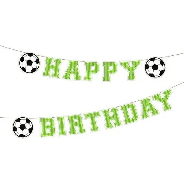 Papírová girlanda s fotbalovým motivem a nápisem Happy Birthday, délka 250 cm, značka Party Pal