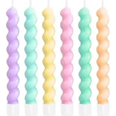 Barevné spirálové svíčky Party Pal, 6 kusů po 7,5 cm, na dort k narozeninám a oslavám