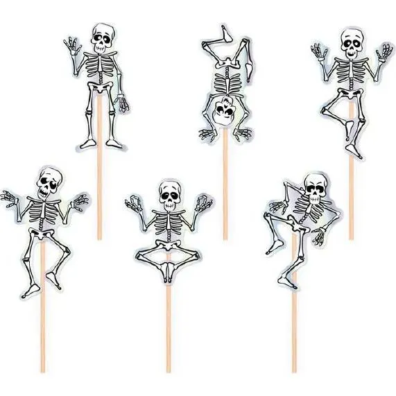 Zápich do muffinů ve tvaru kostlivce, balení 6 kusů od značky Party Pal na halloweenskou dekoraci