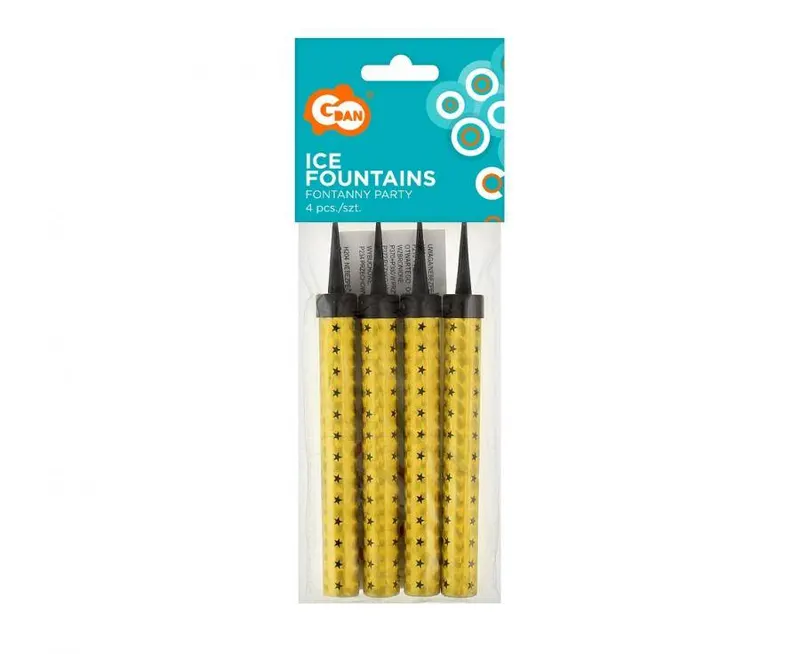 Zlaté dortové fontány Godan, balení 4 kusy, délka 12 cm, na zdobení dortů při oslavách