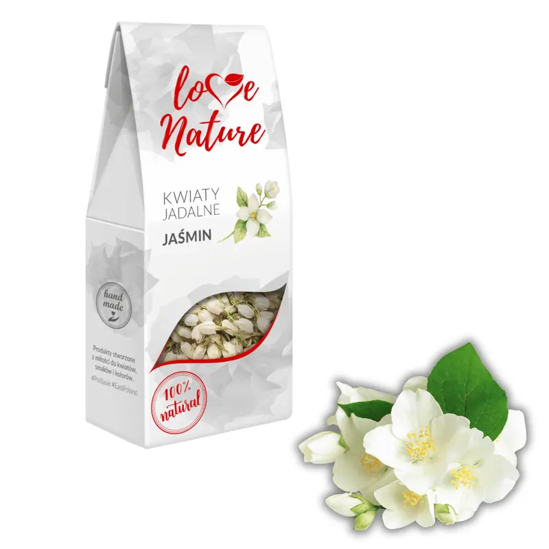 Sušená jedlá poupata jasmínu značky LOVE NATURE v balení 10 g na zdobení dortů a dezertů