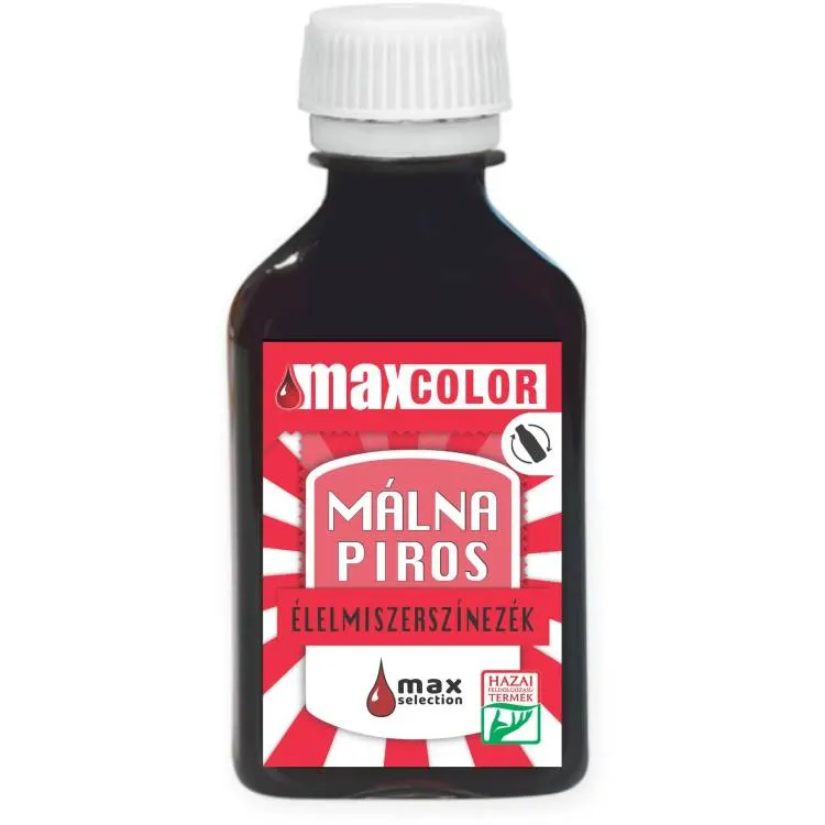 Tekutá barva MaxColor malinově červená v objemu 30 ml na obarvení dortových těst, krémů a polev