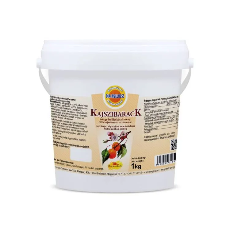 Meruňková ovocná náplň v balení 1 kg s 30% podílem meruněk a jablečnou dření k plnění dortů a dezertů
