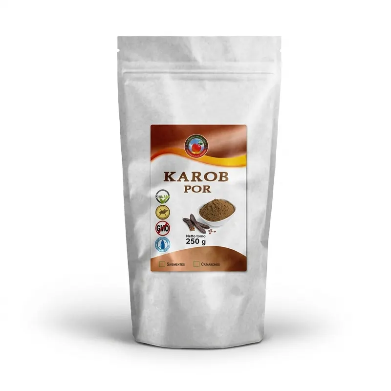 Karobový prášek z plodů rohovníku v balení 250 g, přírodní alternativa kakaa do pečení a dezertů
