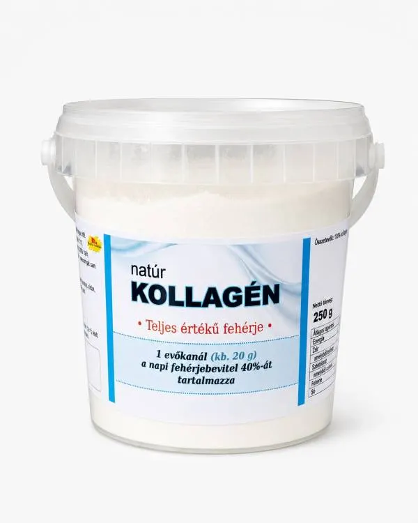 Přírodní kolagenový prášek z hydrolyzovaného vepřového kolagenu v balení 250 g k doplnění bílkovin do nápojů a jídel