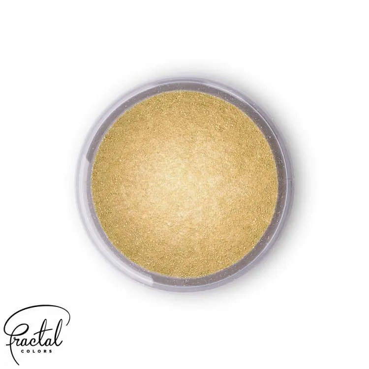 Dekorativní prachová perleťová barva Fractal Colors Golden Shine v zlatém odstínu pro zdobení dortů a dezertů