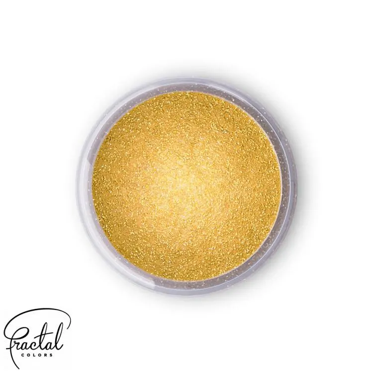 Dekorativní prachová barva Fractal Colors Sparkling Gold s perleťovým zlatým leskem na dorty a cukrářské výrobky