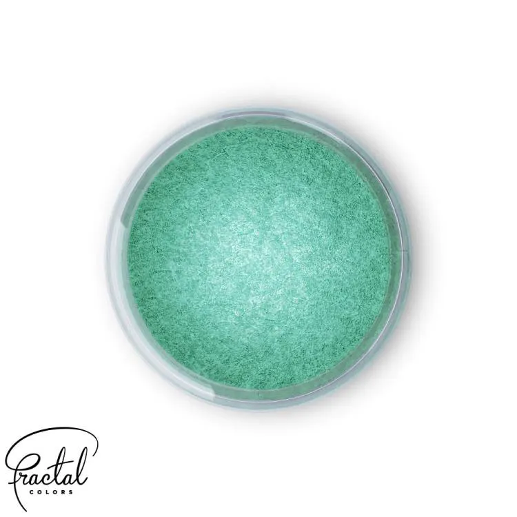 Dekorativní perleťový prachový lesk Fractal Colors v odstínu Aurora Green pro zdobení dortů