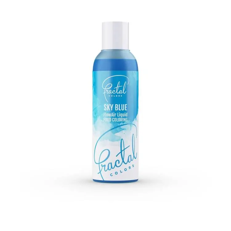 Tekutá airbrush barva Fractal v odstínu Sky Blue pro obarvení potahových hmot, krémů a náplní na dorty