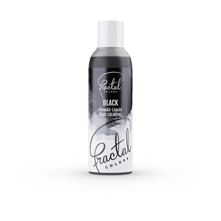 Airbrush barva Fractal v černém odstínu, tekutá, 100 ml, k zdobení dortů a jiných sladkých dezertů