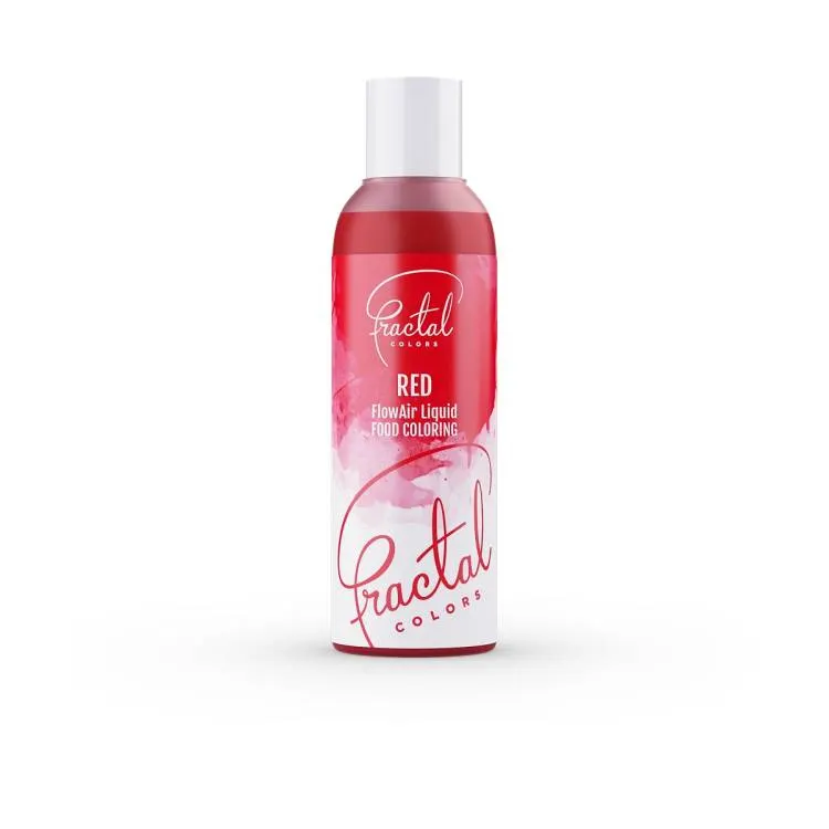 Tekutá airbrush barva Fractal Colors v červeném odstínu, objem 100 ml, určená na dekorování dortů a dezertů