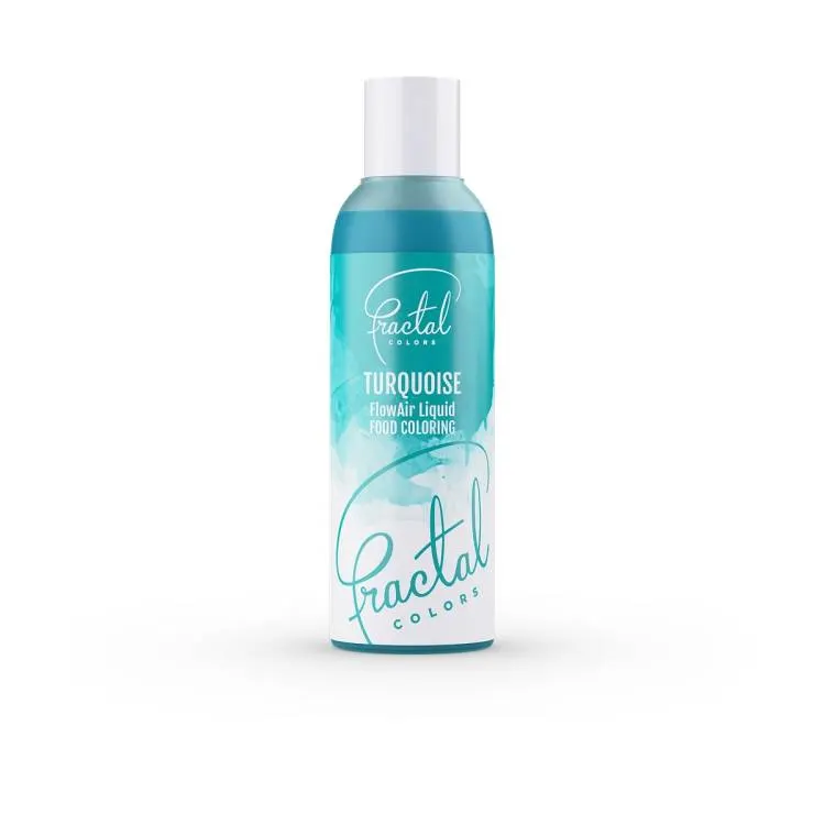 Tekutá airbrush barva Fractal v tyrkysovém odstínu o objemu 100 ml pro stínování a zdobení dortů