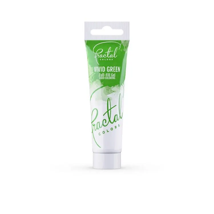 Gelová barva Fractal Vivid Green v kelímku pro obarvení krémů, těst a modelovací hmoty na dorty