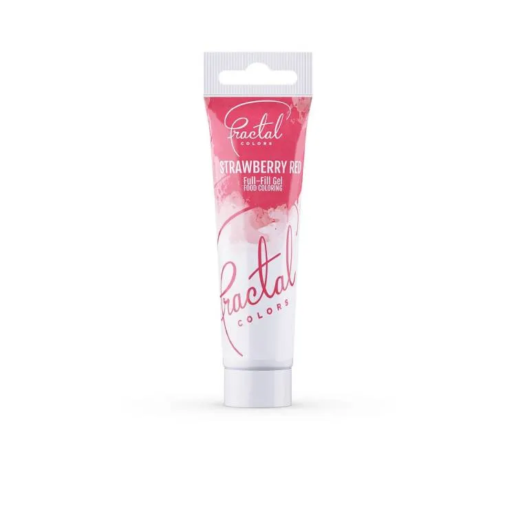 Gelová barva Fractal v odstínu Strawberry Red pro barvení krémů a potahových hmot na dorty