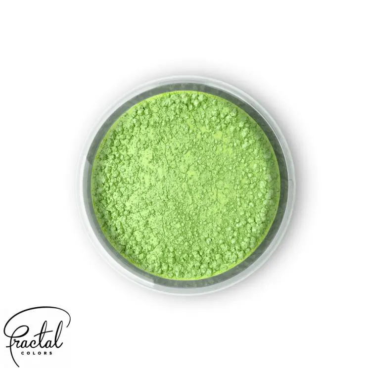 Jedlá prachová barva Fractal ve svěží zelené Fresh Green pro obarvení krémů, polev a potahů na dorty