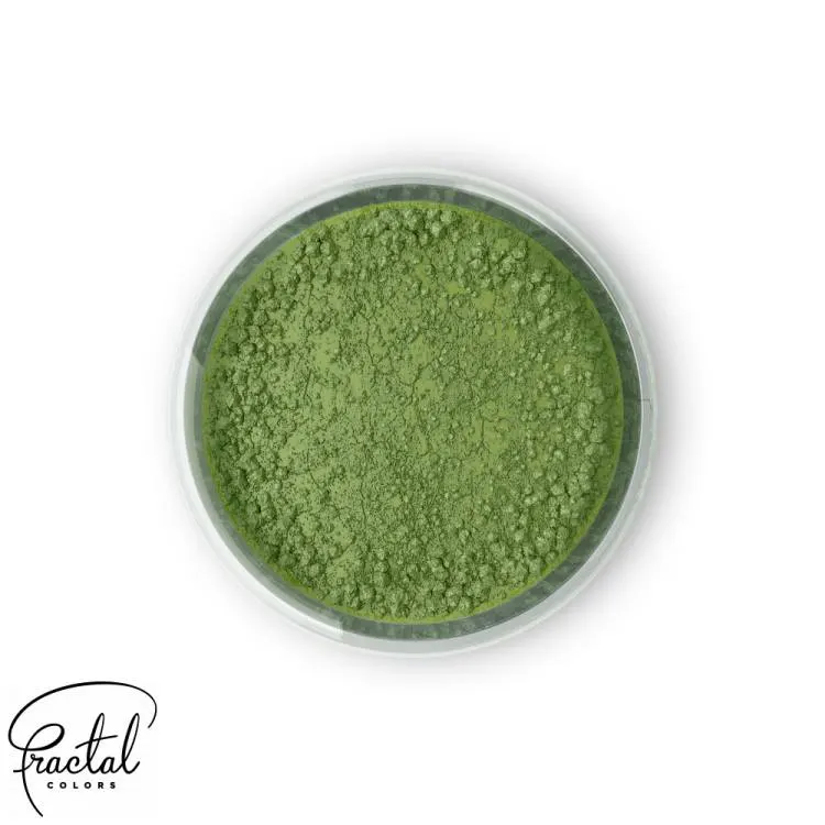 Jedlá prachová barva Fractal v odstínu Moss Green pro obarvení dortů, krémů a polev