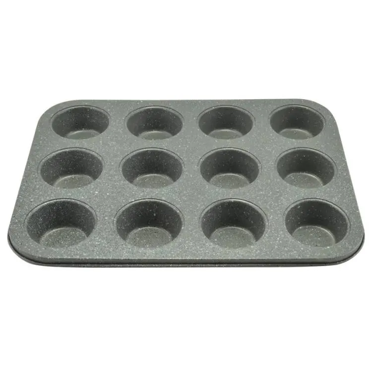 Nepřilnavá forma na muffiny Perfect Home šedá na 12 kusů pro pečení muffinů a cupcakes
