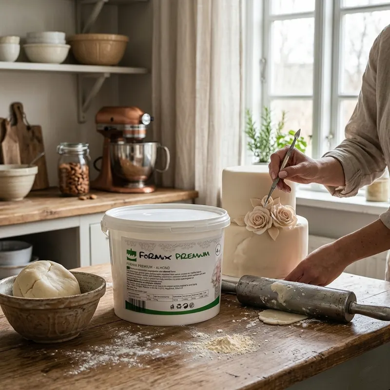 Potahovací hmota Formix s mandlovou příchutí o hmotnosti 4 kg na potahování dortů a modelování dekorací