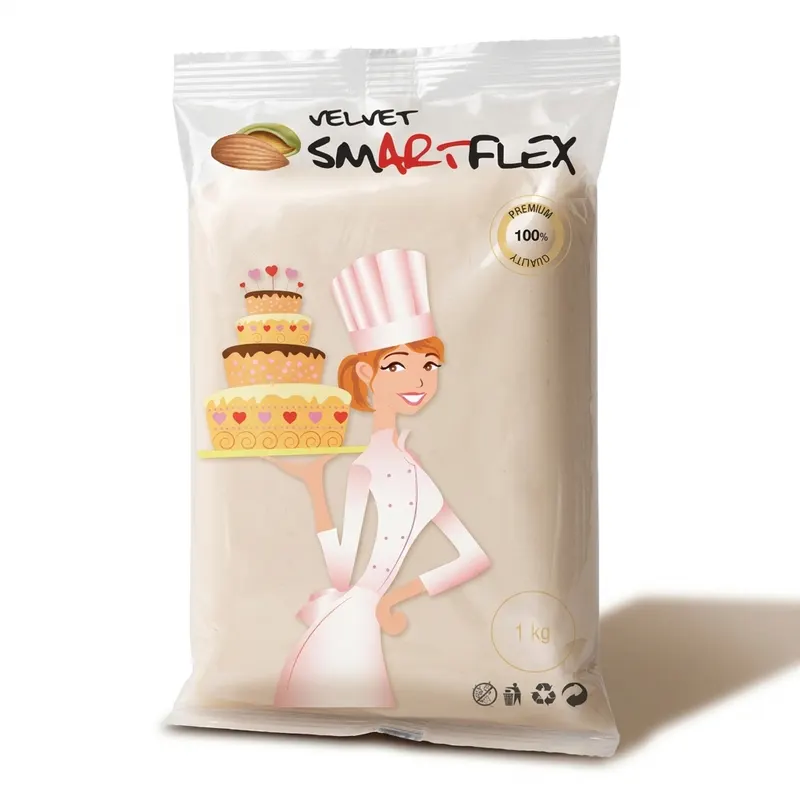 Potahovací dortová hmota SMARTFLEX s mandlovou příchutí v bílé barvě, 1 kg, k potahování a modelování dortů