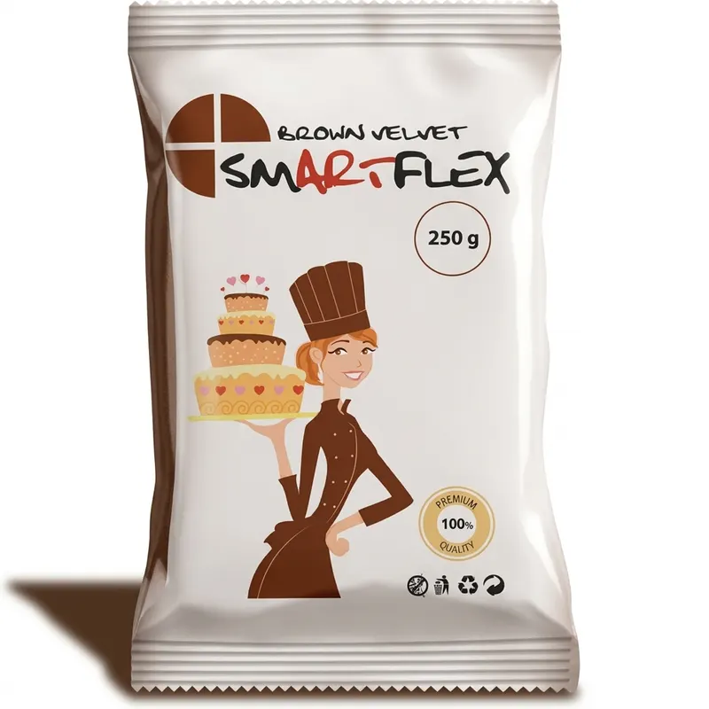 Hnědá potahovací dortová hmota SMARTFLEX s vanilkovou vůní, 250 g, na potahování a modelování dortů