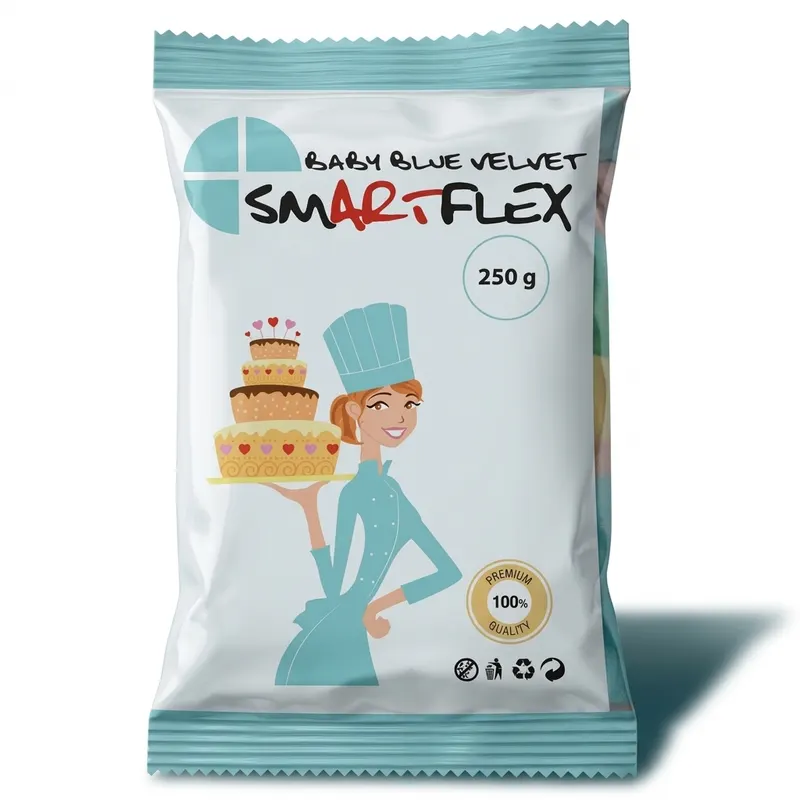 Potahovací dortová hmota SMARTFLEX v bleděmodré barvě s vanilkovou příchutí pro potahování a modelování dortů