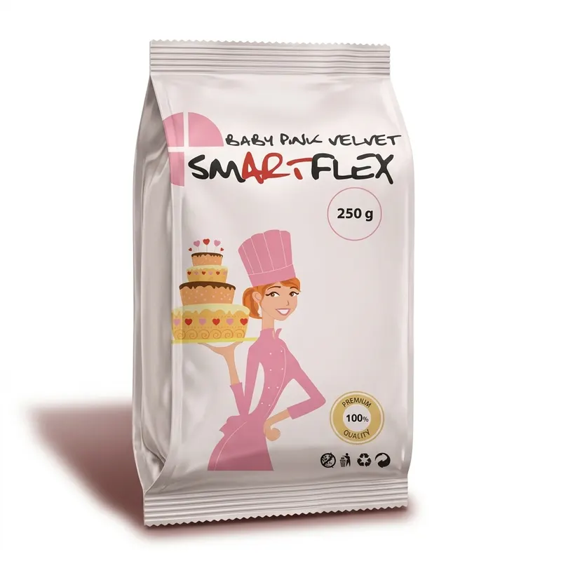 Růžová potahovací dortová hmota Smartflex s vanilkovou vůní o hmotnosti 250 g pro hladké potahování dortů