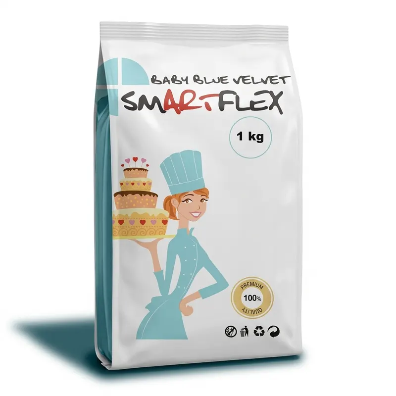 Světle modrá potahovací dortová hmota s vanilkovou příchutí, 1 kg, na potahování a zdobení dortů