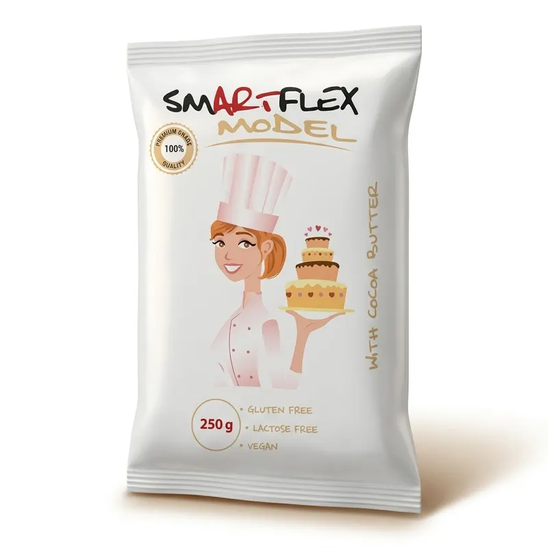 Modelovací tuková hmota SMARTFLEX Model bílé barvy od značky 4-Mix v balení 250 g k modelování figurek na dorty