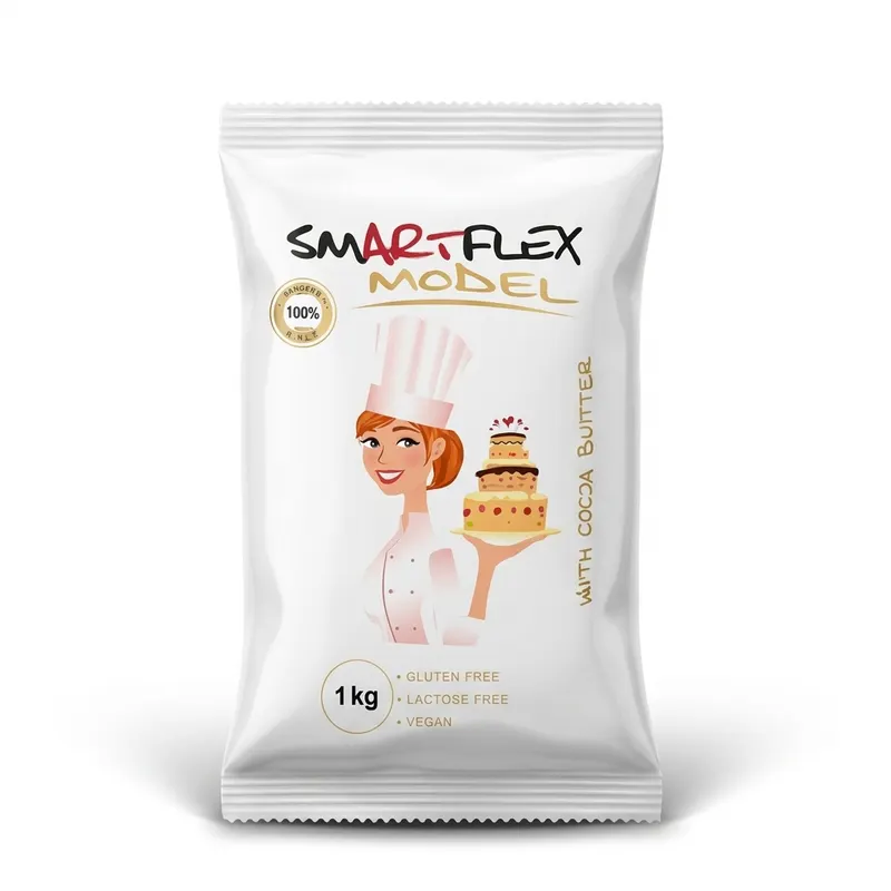 Modelovací tuková hmota Smartflex Model v bílé barvě od značky 4-Mix pro tvarování figurek a květů na dorty