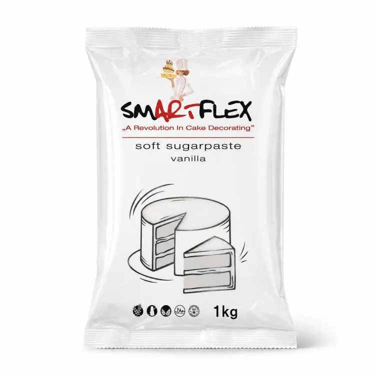 Bílý vanilkový fondán Smartflex Soft na potahování dortů v balení 1 kg