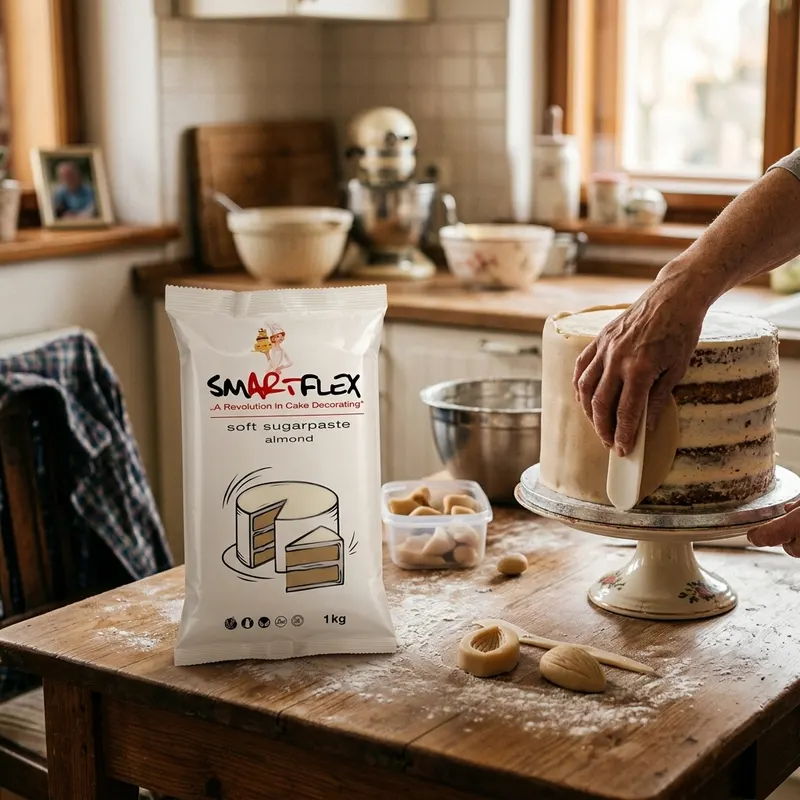 Potahovací fondán na dort Smartflex Soft s mandlovou příchutí od značky 4-Mix, balení 1 kg