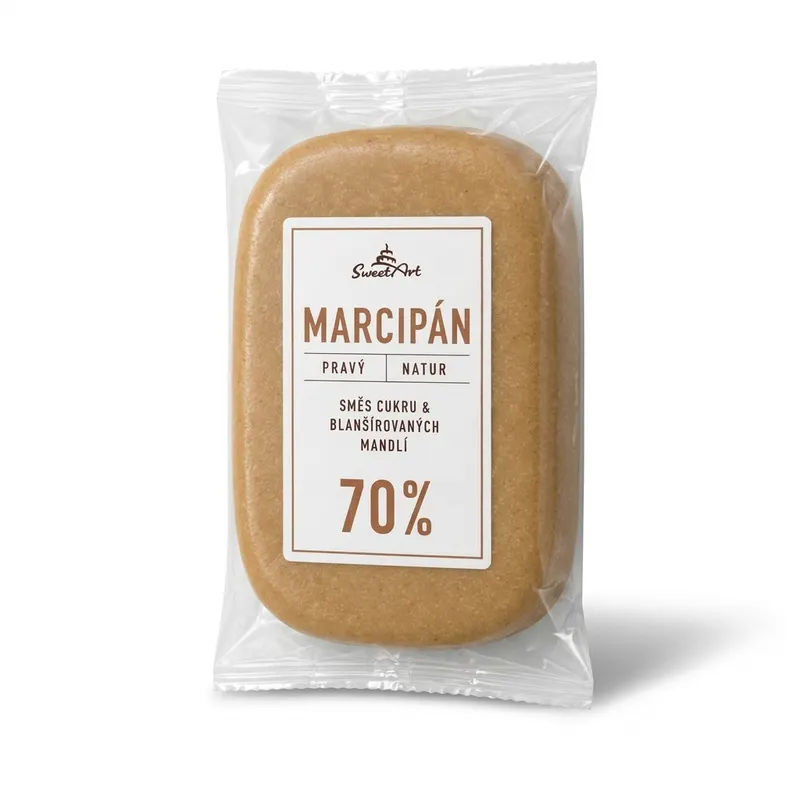 Nebělený marcipán SweetArt se 70 % mandlí na potahování a modelování dortů, balení 1 kg