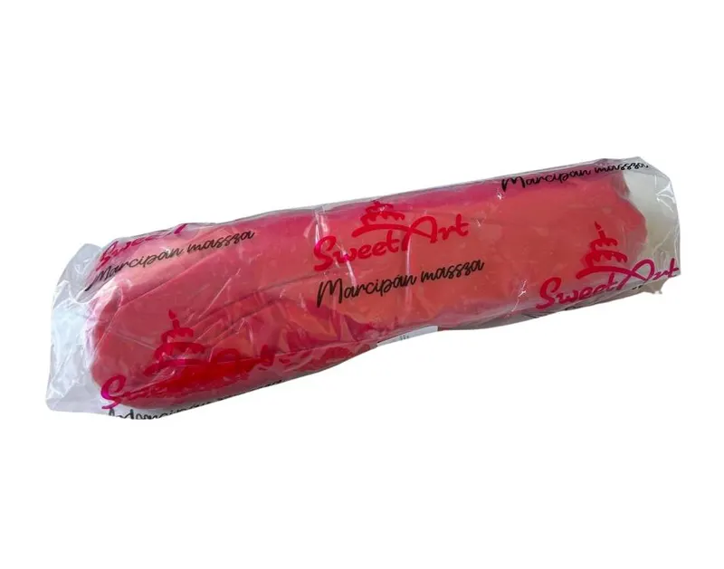Červený marcipánový fondán SweetArt s 15 % mandlí na dort, 0,5 kg, vhodný k modelování a potahování dortů