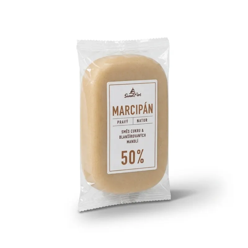 Marcipán SweetArt s 50% podílem mandlí v přírodním odstínu, vhodný na potahování a modelování dortových ozdob