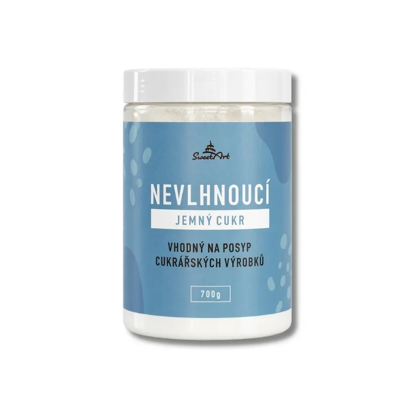 Nevlhnoucí moučkový cukr SweetArt v balení 700 g pro posyp koláčů, bábovek a dortů